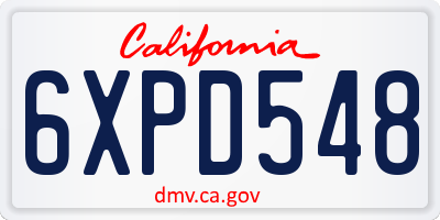CA license plate 6XPD548