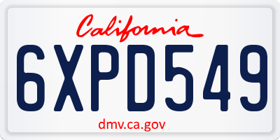 CA license plate 6XPD549