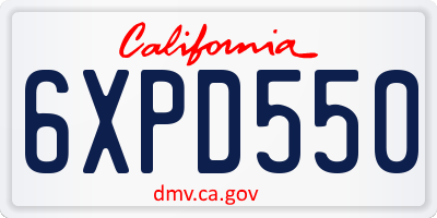 CA license plate 6XPD550