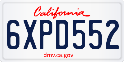 CA license plate 6XPD552