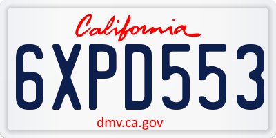 CA license plate 6XPD553