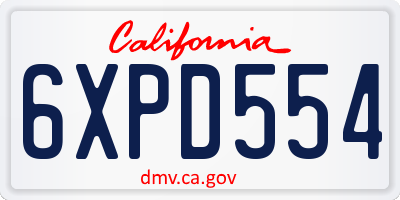 CA license plate 6XPD554