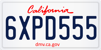 CA license plate 6XPD555