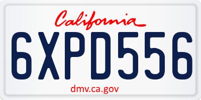 CA license plate 6XPD556