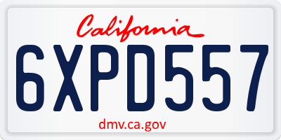 CA license plate 6XPD557