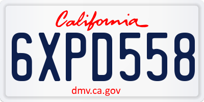 CA license plate 6XPD558