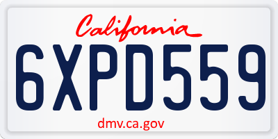 CA license plate 6XPD559
