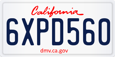 CA license plate 6XPD560