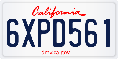 CA license plate 6XPD561