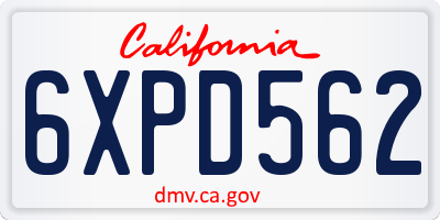 CA license plate 6XPD562