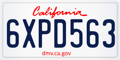 CA license plate 6XPD563