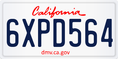 CA license plate 6XPD564