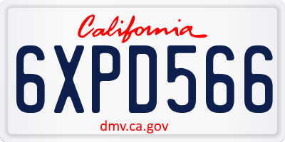 CA license plate 6XPD566