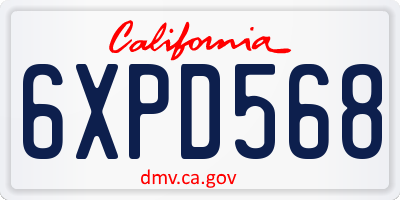 CA license plate 6XPD568