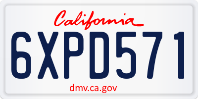 CA license plate 6XPD571