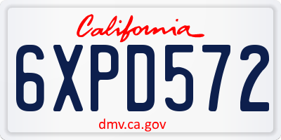 CA license plate 6XPD572