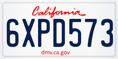 CA license plate 6XPD573
