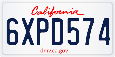 CA license plate 6XPD574