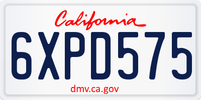 CA license plate 6XPD575