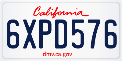 CA license plate 6XPD576