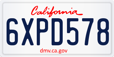 CA license plate 6XPD578