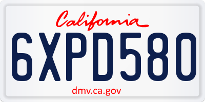 CA license plate 6XPD580