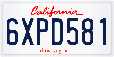 CA license plate 6XPD581