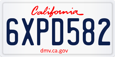 CA license plate 6XPD582