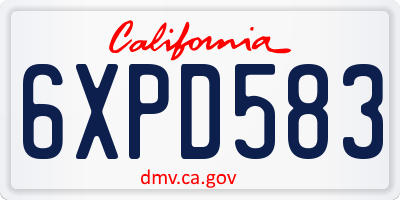 CA license plate 6XPD583