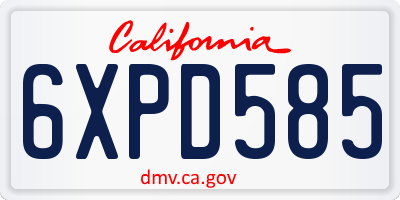 CA license plate 6XPD585