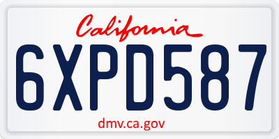 CA license plate 6XPD587