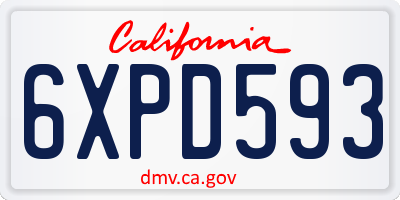 CA license plate 6XPD593