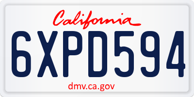 CA license plate 6XPD594
