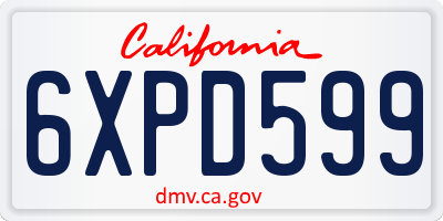 CA license plate 6XPD599