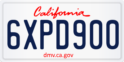 CA license plate 6XPD900