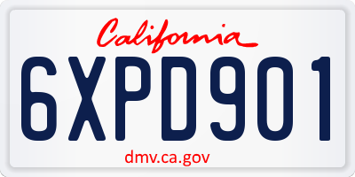 CA license plate 6XPD901