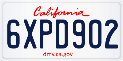 CA license plate 6XPD902