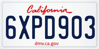 CA license plate 6XPD903