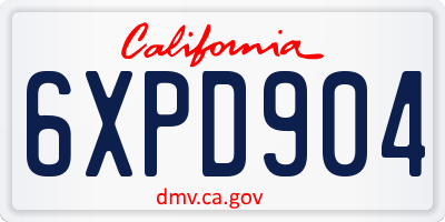 CA license plate 6XPD904