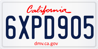 CA license plate 6XPD905