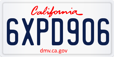 CA license plate 6XPD906