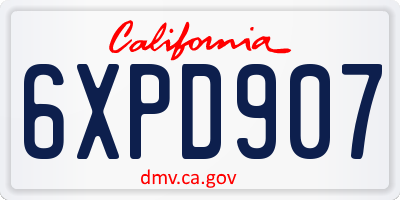 CA license plate 6XPD907