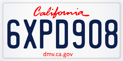 CA license plate 6XPD908