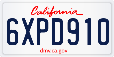 CA license plate 6XPD910