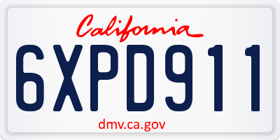 CA license plate 6XPD911