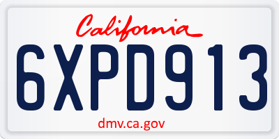 CA license plate 6XPD913