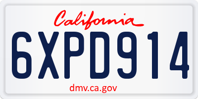 CA license plate 6XPD914