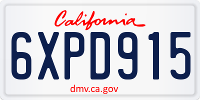 CA license plate 6XPD915