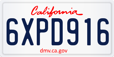 CA license plate 6XPD916