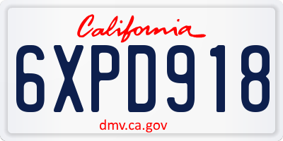 CA license plate 6XPD918